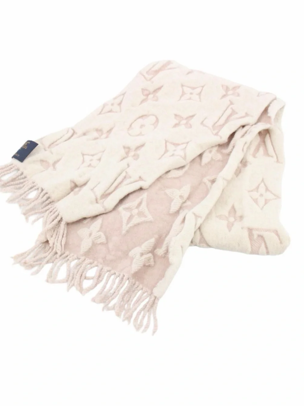 Louis Vuitton Simply LV Scarf M76966 Rose Pink Beige 100% Wool w/ Box & COA